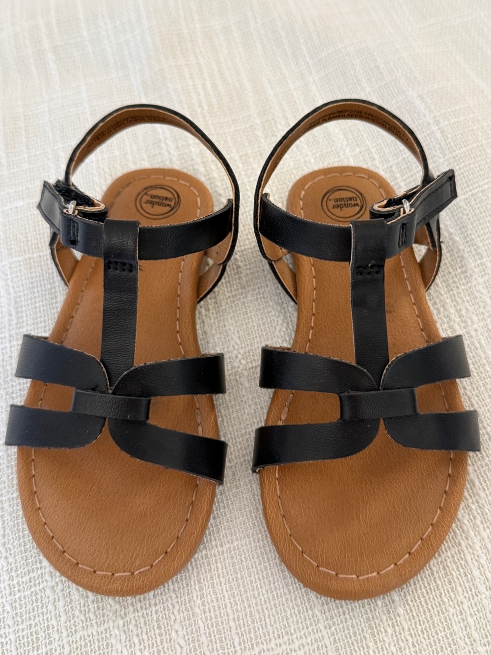 wonder nation Black Strappy Girls' Sandals
